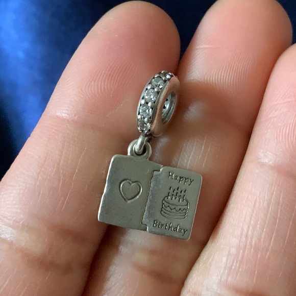 Retired Pandora Happy Birthday Card Dangle Charm - Picture 2 of 8